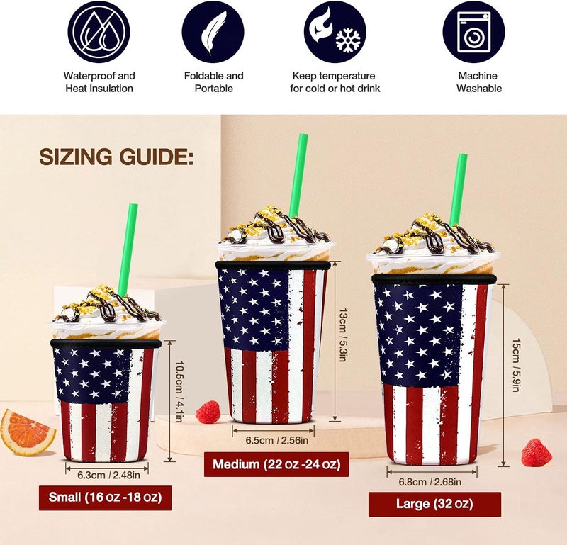 KPX 3 Pack Iced Coffee Cup Sleeve for Large Sized Cups, Reusable Neoprene Iced Coffee Cup Holder for Hot Cold Drinks, Compatible with Starbucks, Dunkin Donuts, and More - Image 2